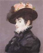 Edouard Manet Portrait de Jeanne Martin au Chapeau orne dune Rose oil painting artist